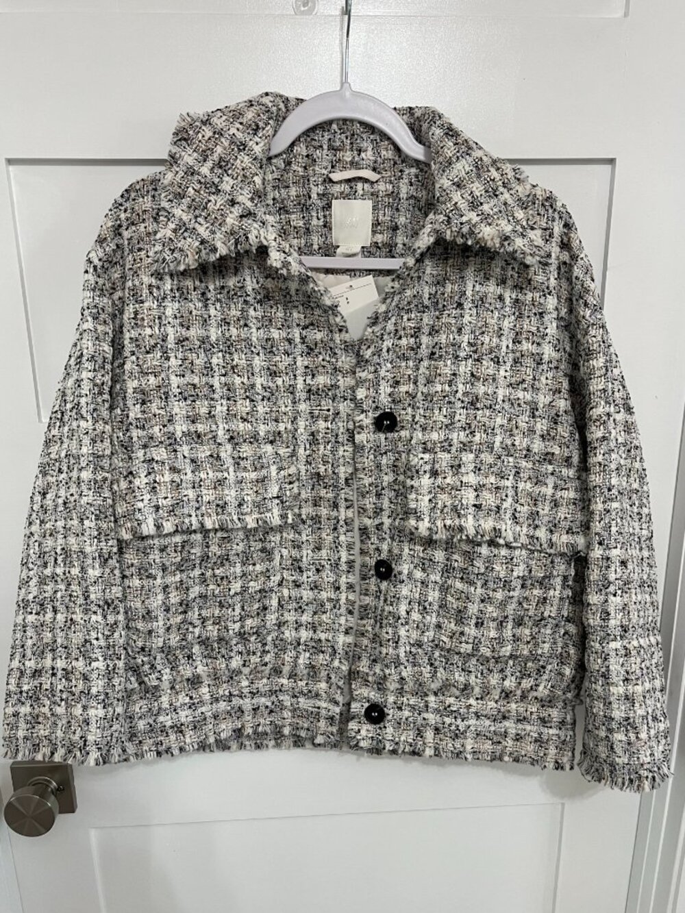 NEVER WORN Faux Tweed Bomber Jacket